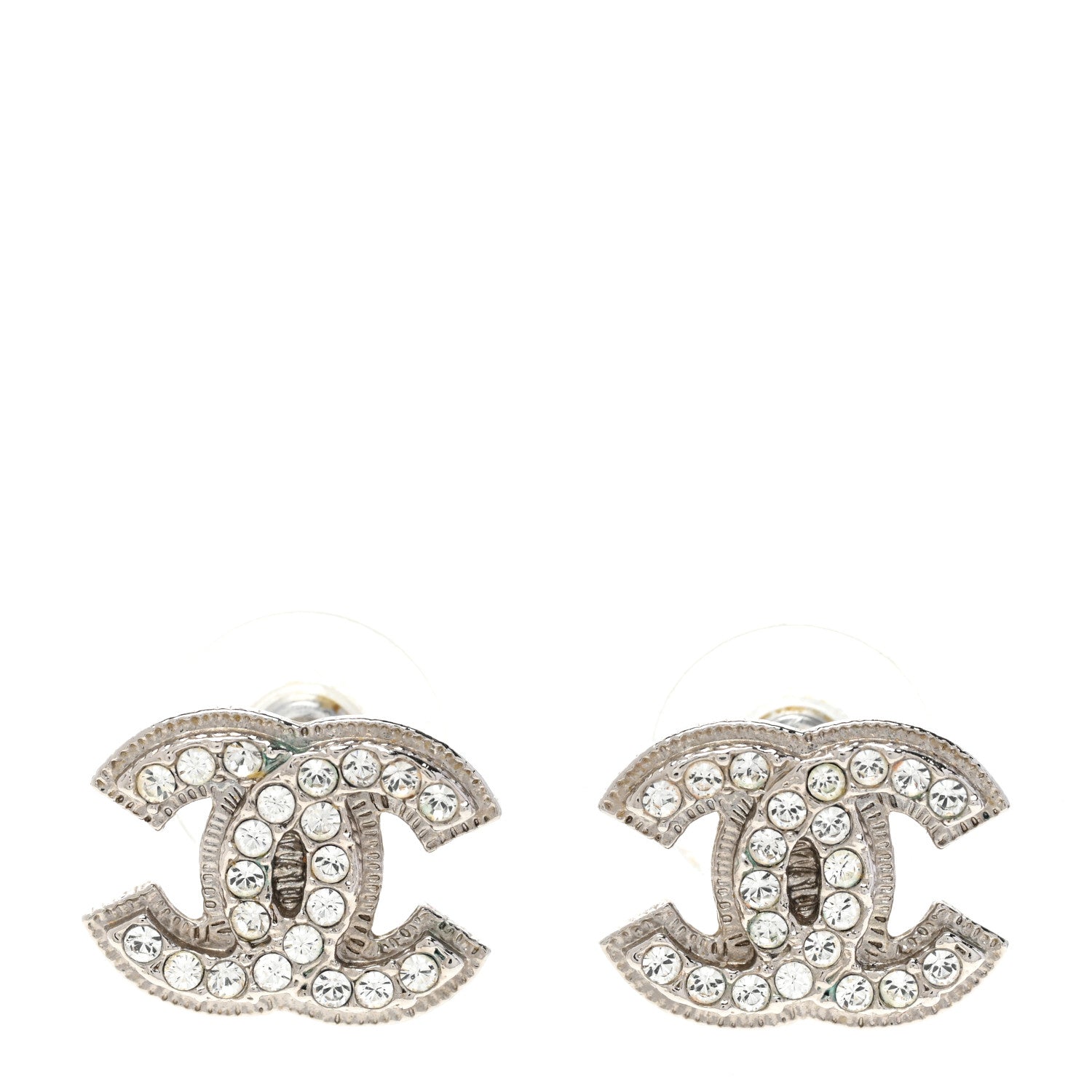 Chanel Crystal Mini CC Earrings Silver 1 of 5