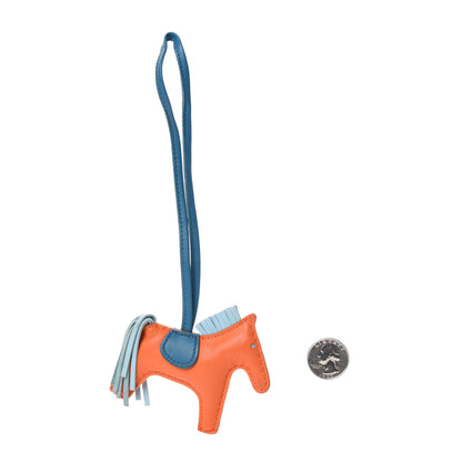 Hermes Milo Lambskin Grigri Rodeo Horse Bag Charm PM Feu Celeste Bleu Izmir 2 of 3