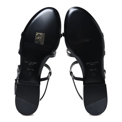 Saint Laurent Patent Calfskin Cassandra Monogram Sandals 35 Black 7 of 11