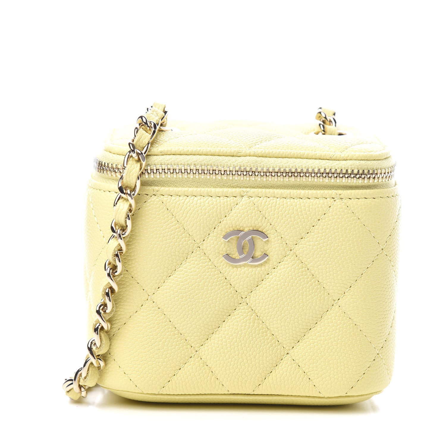 Chanel Caviar Quilted Mini Vanity Case With Chain Light Yellow 1 of 9