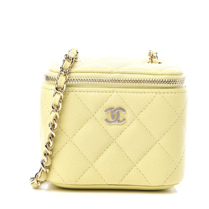 Chanel Caviar Quilted Mini Vanity Case With Chain Light Yellow 1 of 9