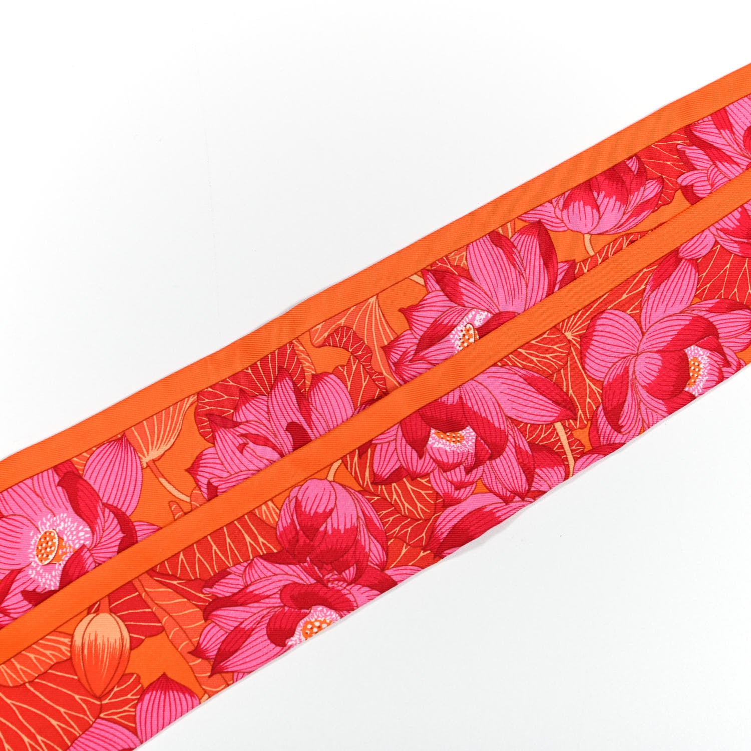 Hermes Silk Fleurs De Lotus Twilly Corail 3 of 4