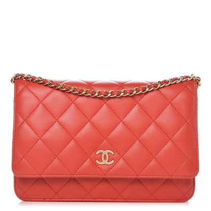 Chanel Lambskin Quilted Wallet On Chain WOC Red 1 of 11