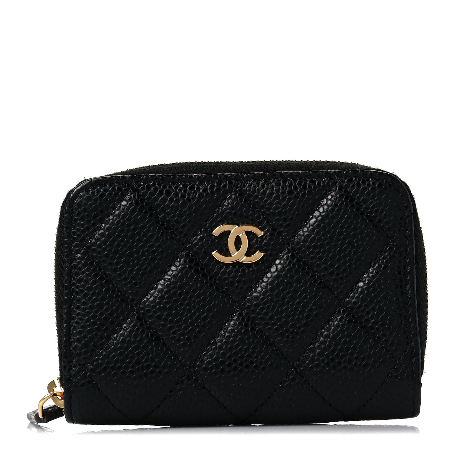 Caviar Quilted Classic Zipped Coin Purse Black