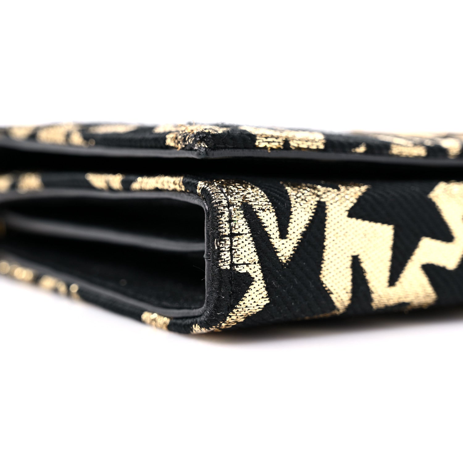 Saint Laurent Canvas Star Print Monogram Chain Wallet Gold Black 8 of 12