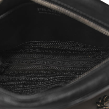 Prada Soft Calfskin Impunture Diagramme Dome Crossbody Bag Black 5 of 10
