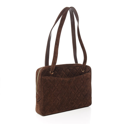 Chanel Suede Quilted Shoulder Bag Brown 2 of 10