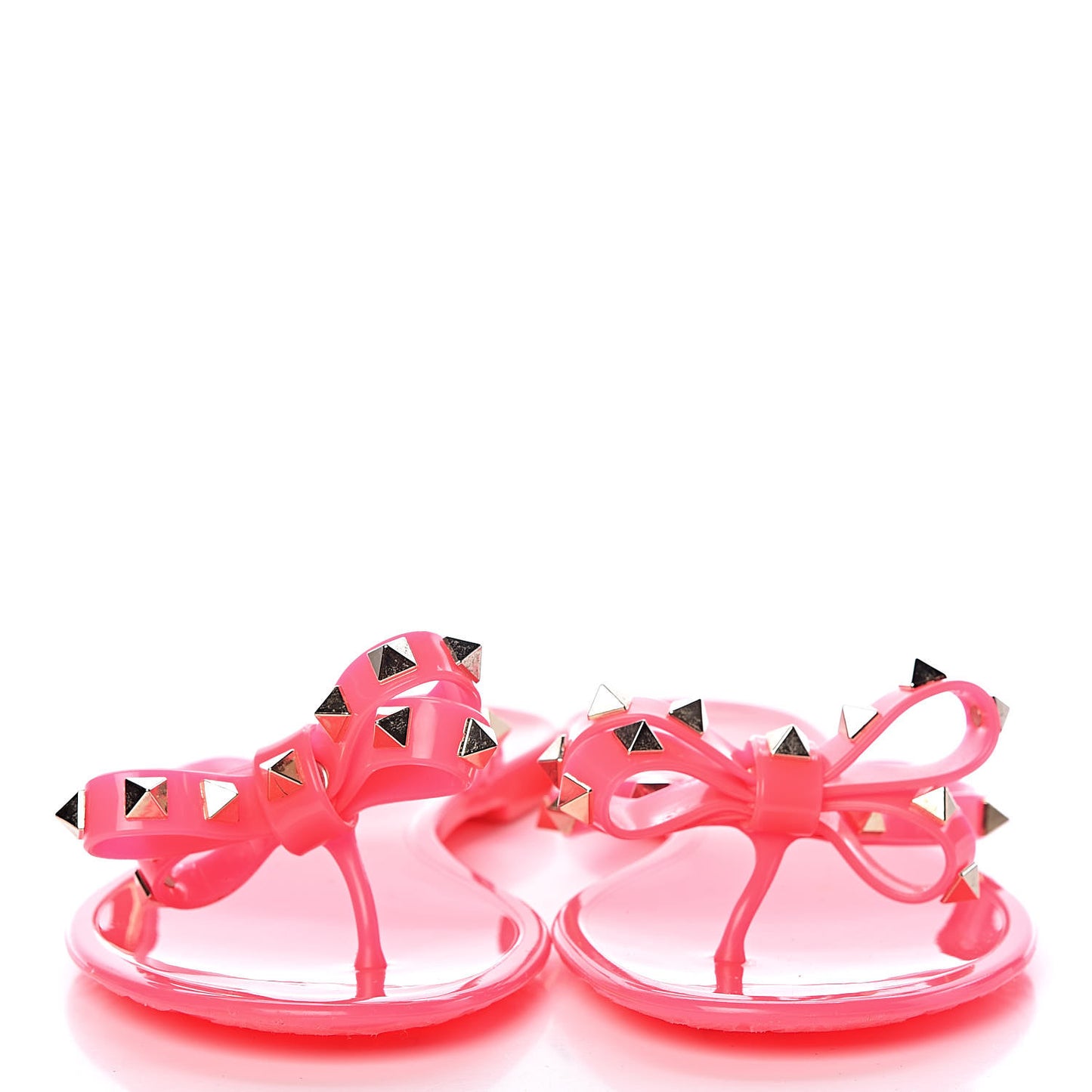 PVC Jelly Rockstud Bow Thong Sandals 39 Fuxia Fluo