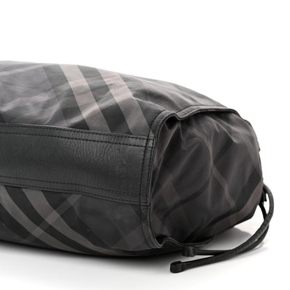 Burberry Nylon Check Small Buckleigh Packable Tote Charcoal 11 of 17