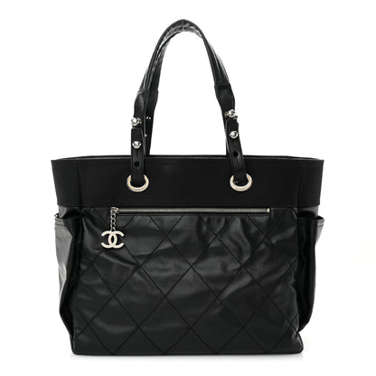 Chanel Coated Canvas Quilted Large Paris Biarritz Tote Black 1 of 10