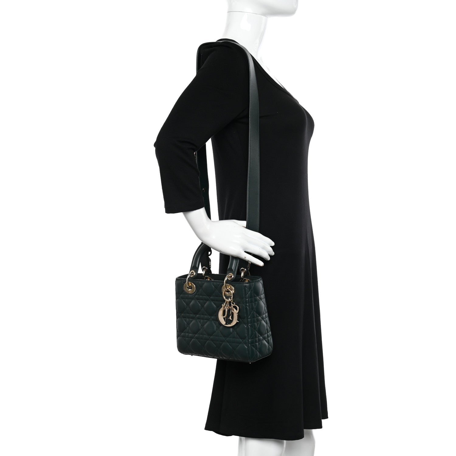 Christian Dior Lambskin Cannage Small My ABCDior Lady Dior Dark Green 3 of 10