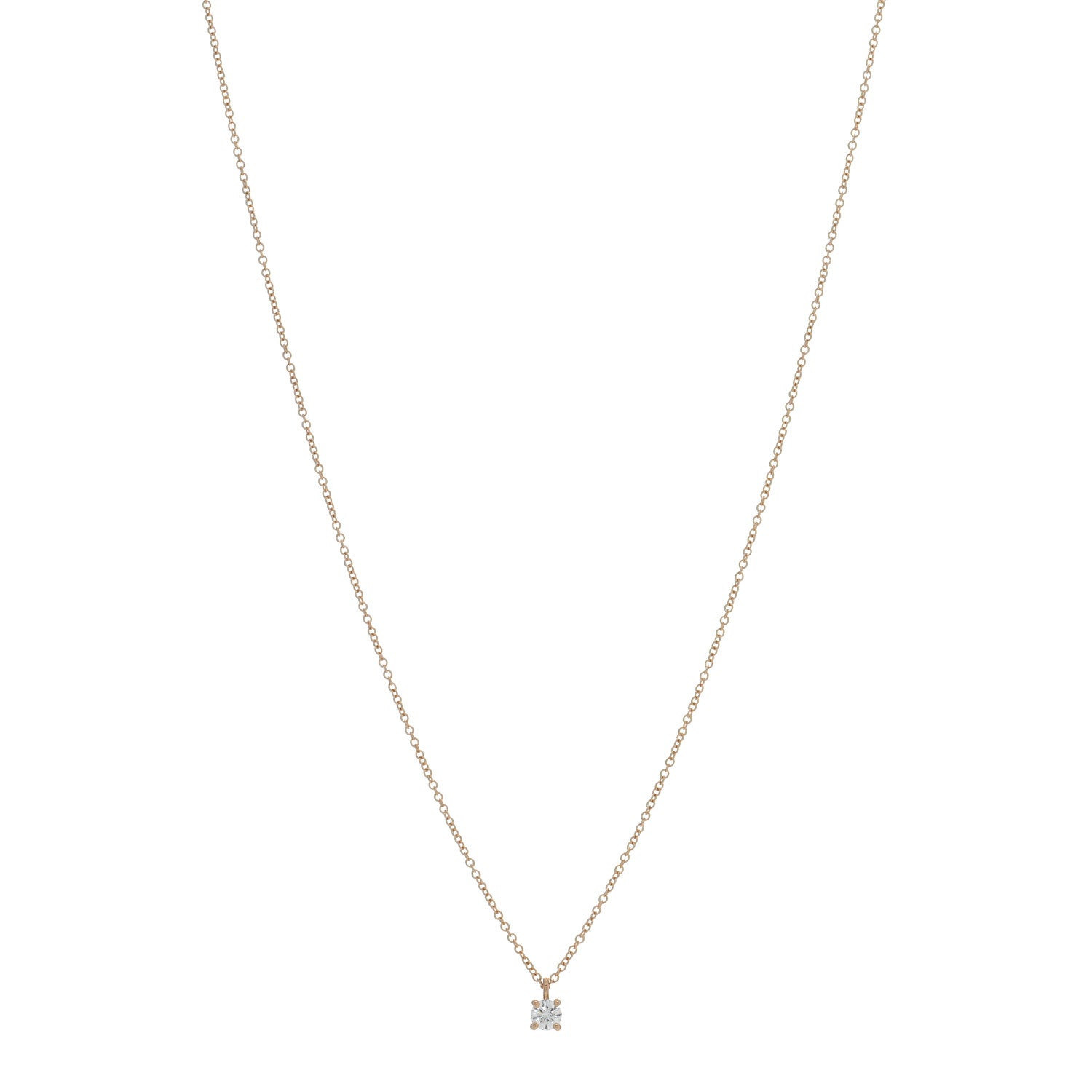 Tiffany 18K Rose Gold Diamond .17ct Solitaire Pendant Necklace 1 of 4