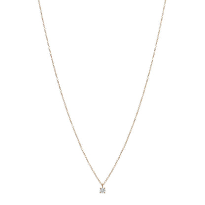 Tiffany 18K Rose Gold Diamond .17ct Solitaire Pendant Necklace 1 of 4