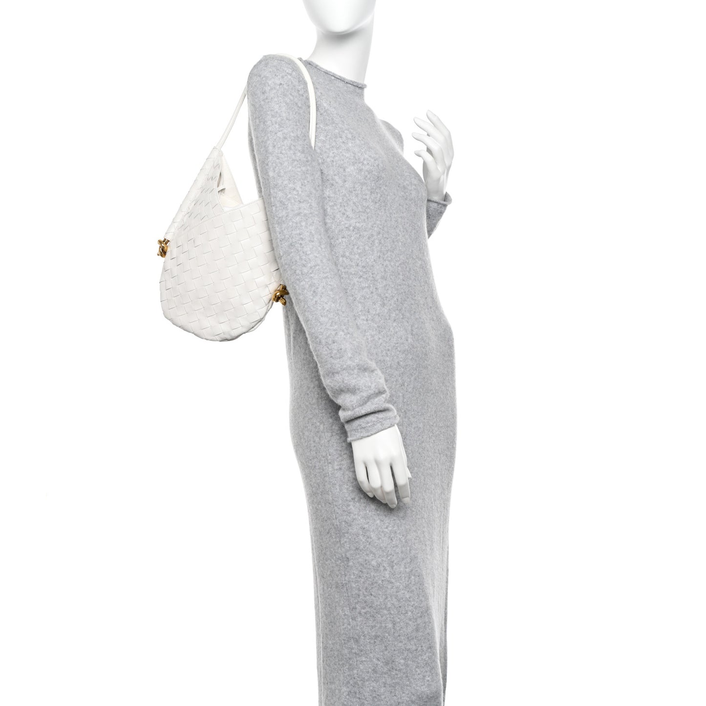 Nappa Intrecciato Small Solstice Hobo White