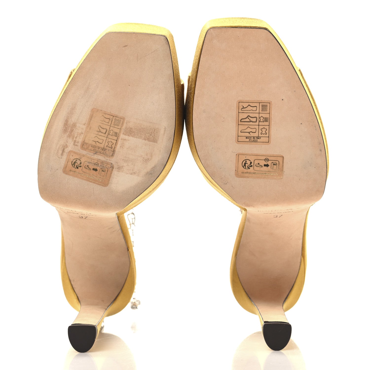 Jimmy Choo Satin Crystal Saeda 125 Platform Sandals 37 Sunflower