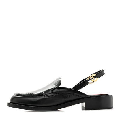 Chanel Glazed Calfskin CC Slingback Flats 37 Black 1 of 10