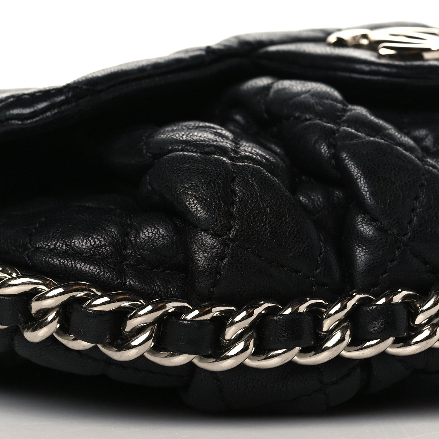 Chanel Washed Lambskin Quilted Mini Chain Around Flap Black 9 of 10