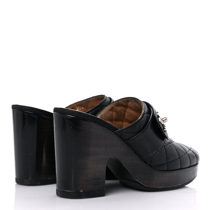 Chanel Lambskin Quilted CC Turn Lock Clogs 36 Black 4 of 16