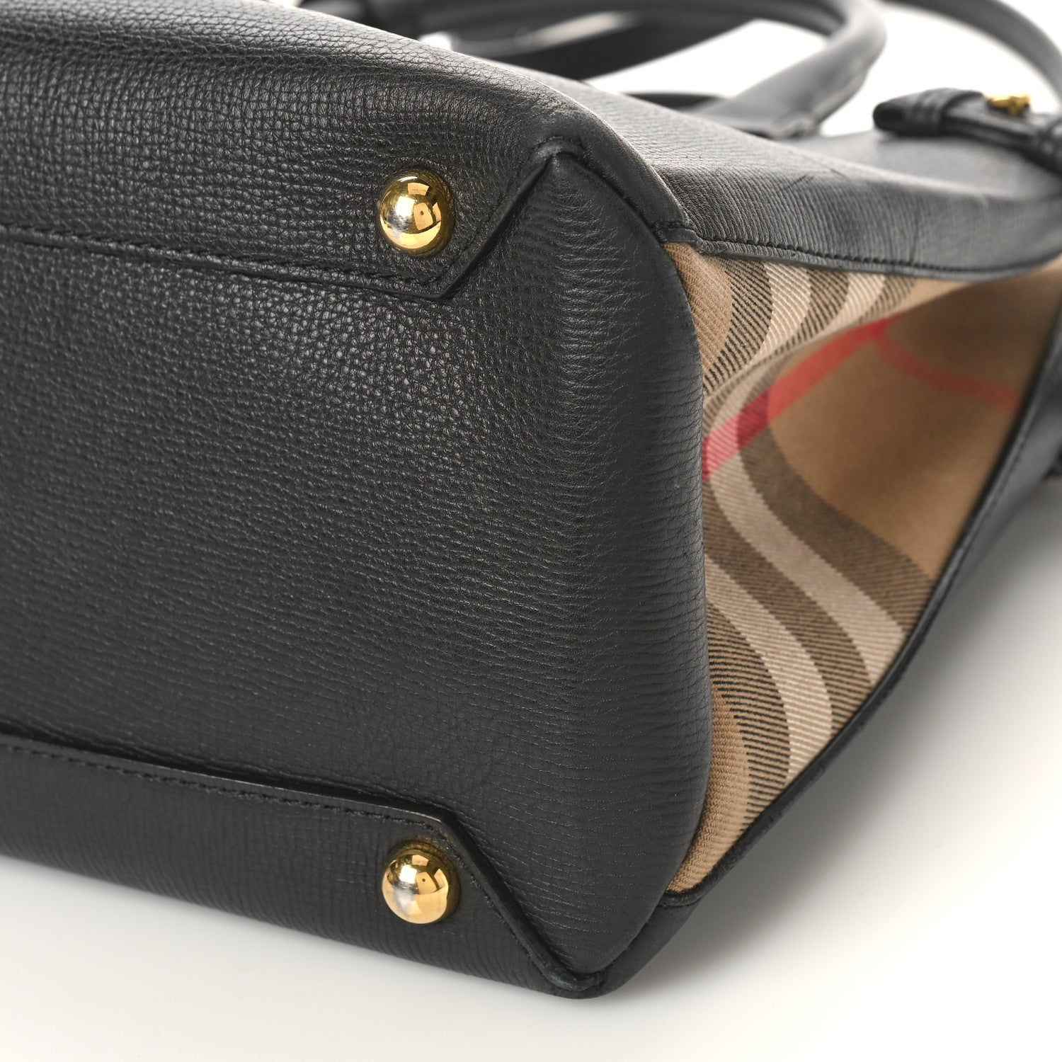 Burberry Derby Calfskin House Check Medium Banner Tote Black 8 of 10