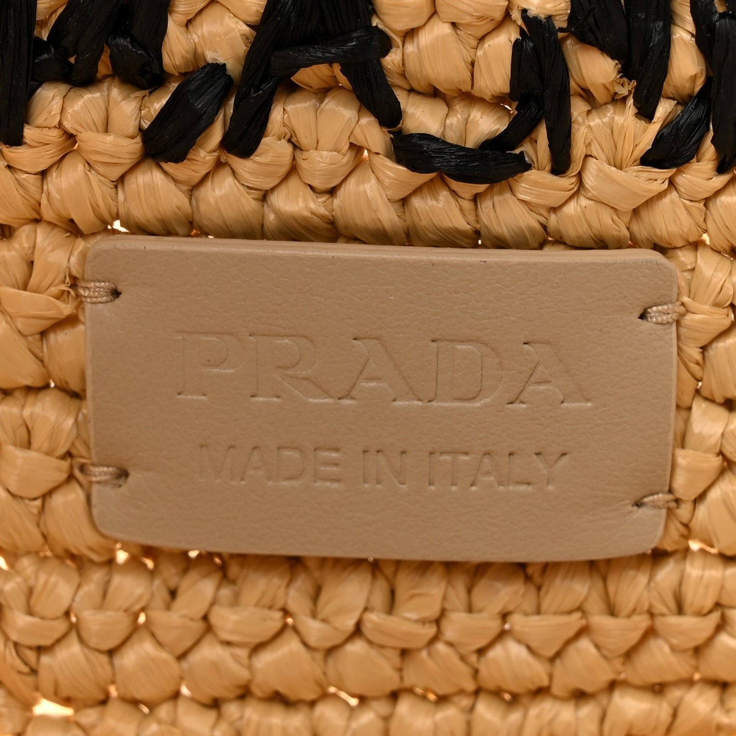 Yarn Raffia Effect Crochet Logo Embroidered Shopping Tote Bag Naturale