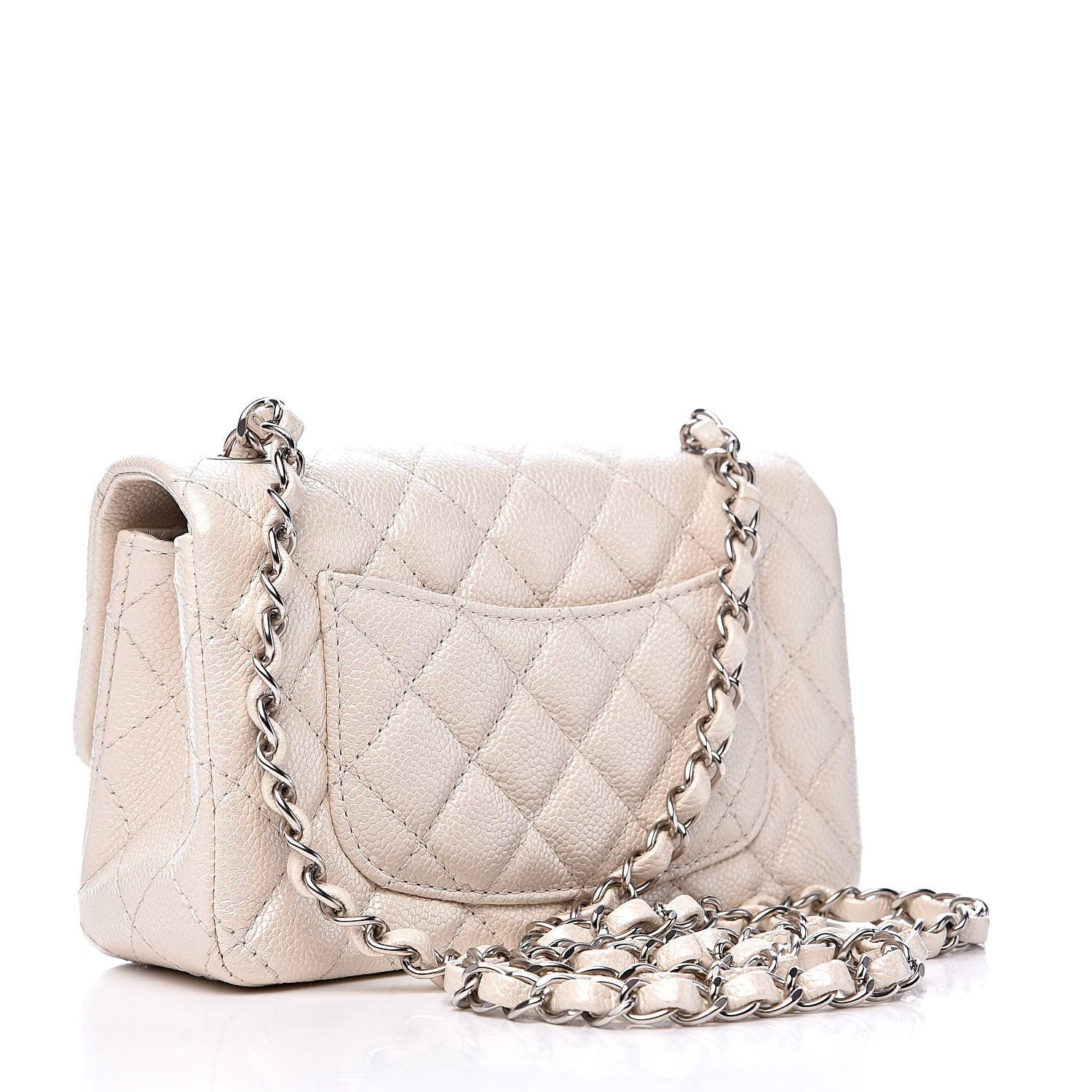 Chanel Pearly Caviar Quilted Mini Rectangular Flap White 3 of 10