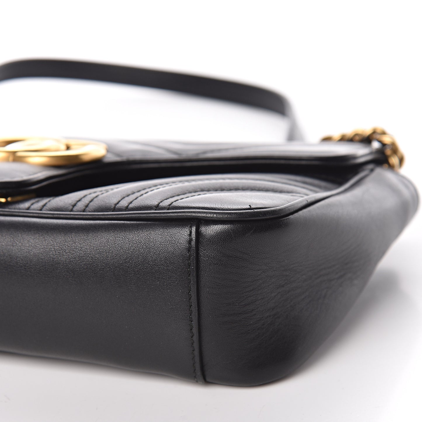 Calfskin Matelasse Small GG Marmont Shoulder Bag Black