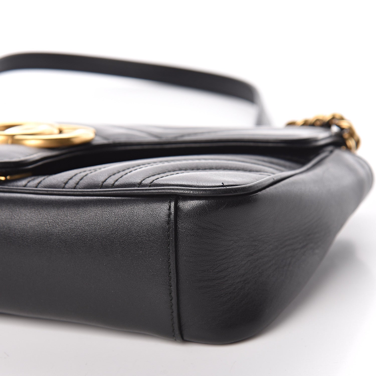 Gucci Calfskin Matelasse Small GG Marmont Shoulder Bag Black 9 of 13