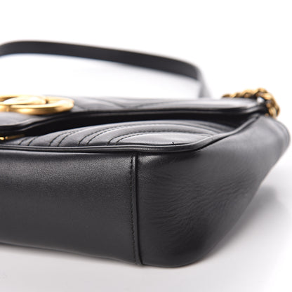 Gucci Calfskin Matelasse Small GG Marmont Shoulder Bag Black 9 of 13