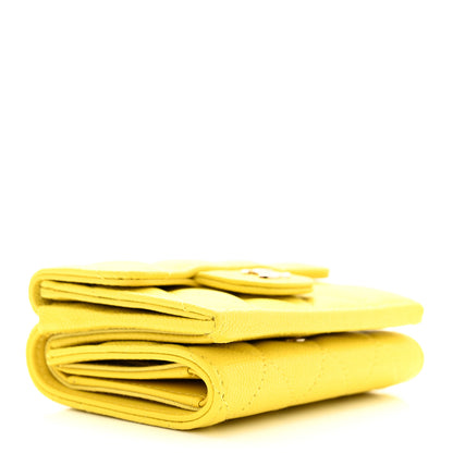 Chanel Caviar Quilted Double Flap Wallet Yellow 4 of 11