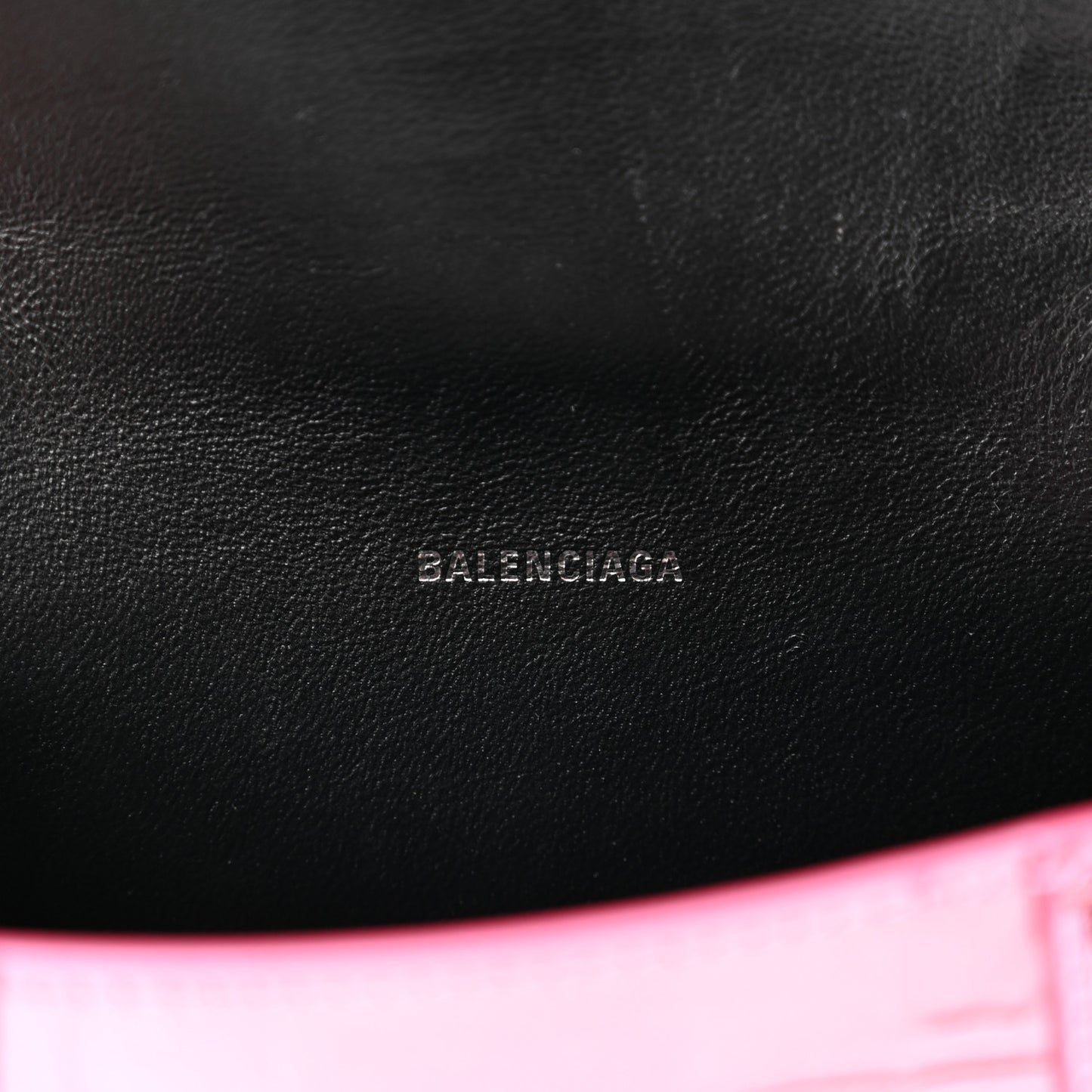 Metallic Shiny Calfskin Crocodile Embossed Hourglass Top Handle Bag XS Pink