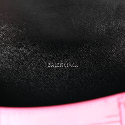 Balenciaga Metallic Shiny Calfskin Crocodile Embossed Hourglass Top Handle Bag XS Pink 6 of 10