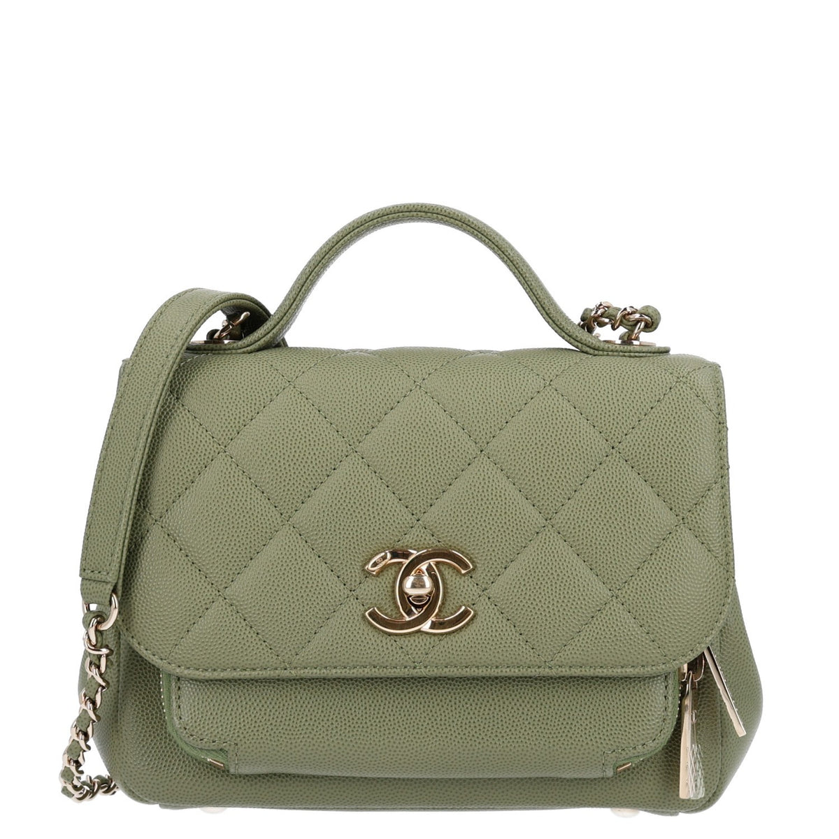 Chanel Caviar Quilted Small Business Affinity Flap Green 1 of 11