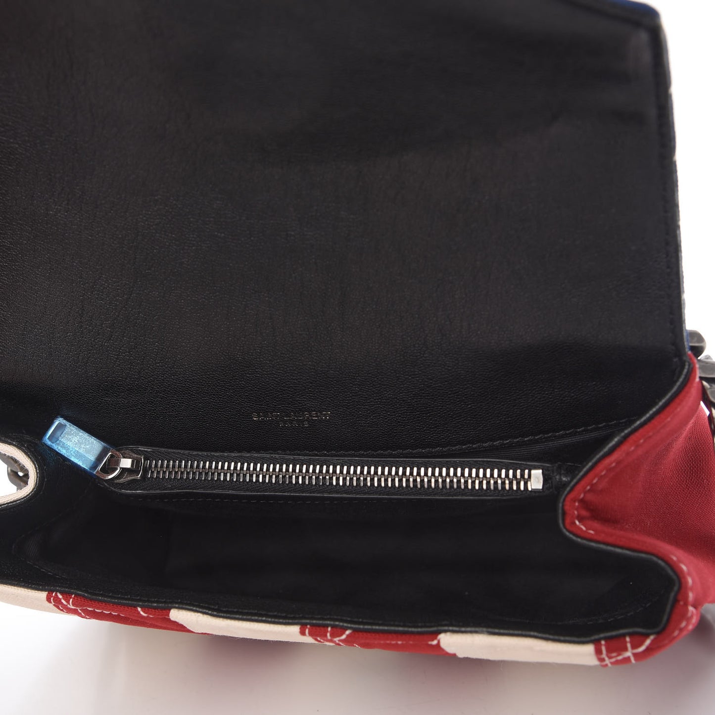 Canvas Matelasse Chevron American Flag Monogram Medium College Bag Red Blue