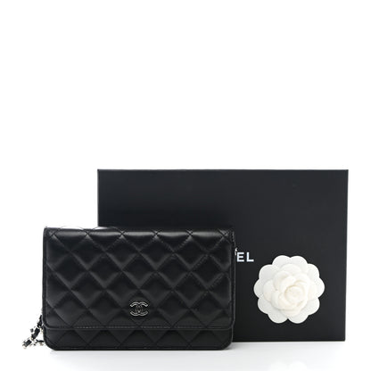 Chanel Lambskin Quilted Wallet On Chain WOC Black 13 of 13