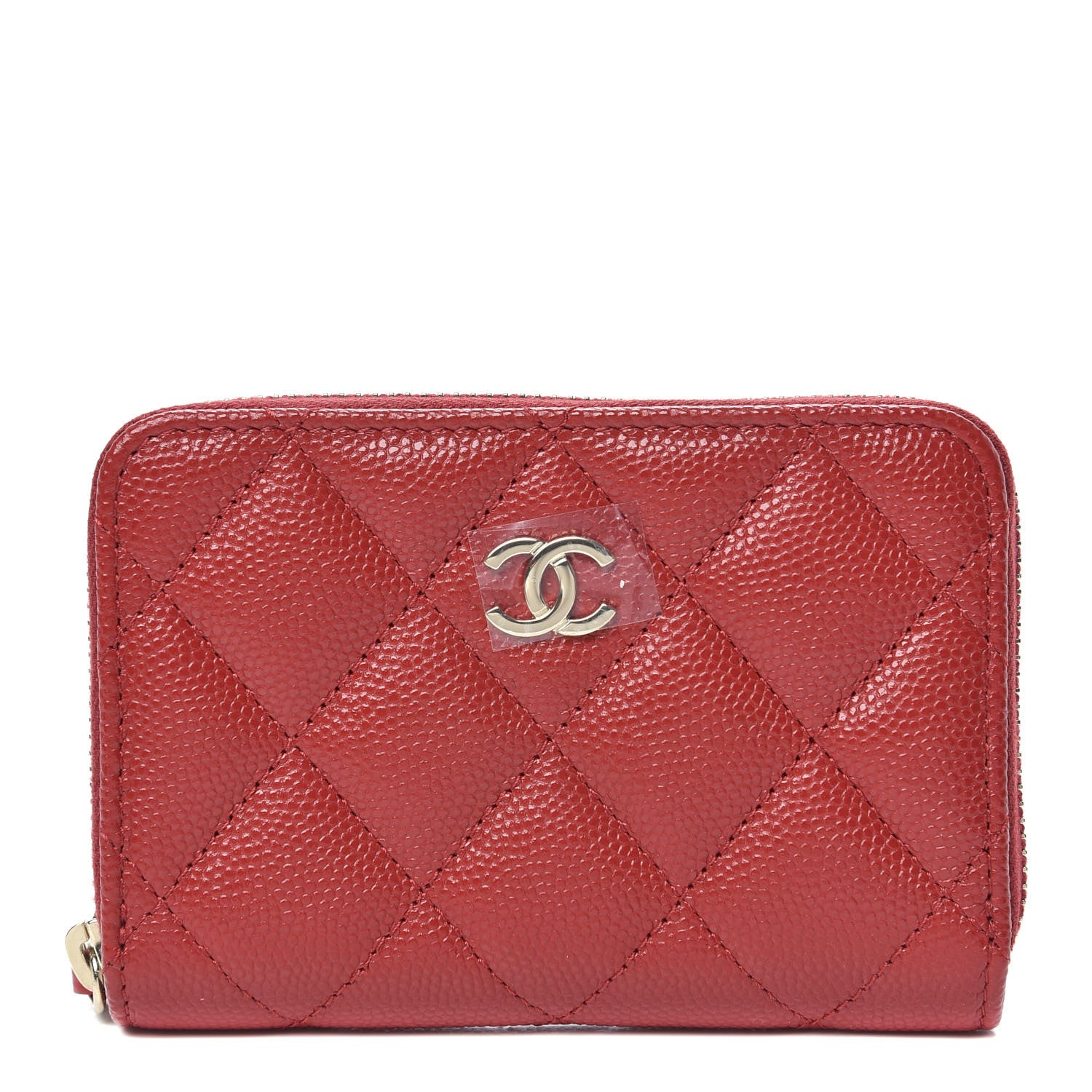 Chanel Caviar Quilted Zip Coin Purse Red 1 of 8