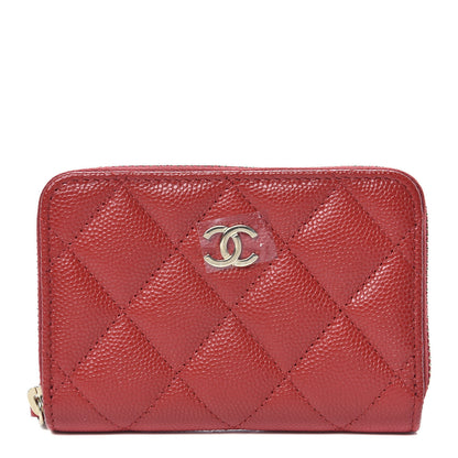 Chanel Caviar Quilted Zip Coin Purse Red 1 of 8