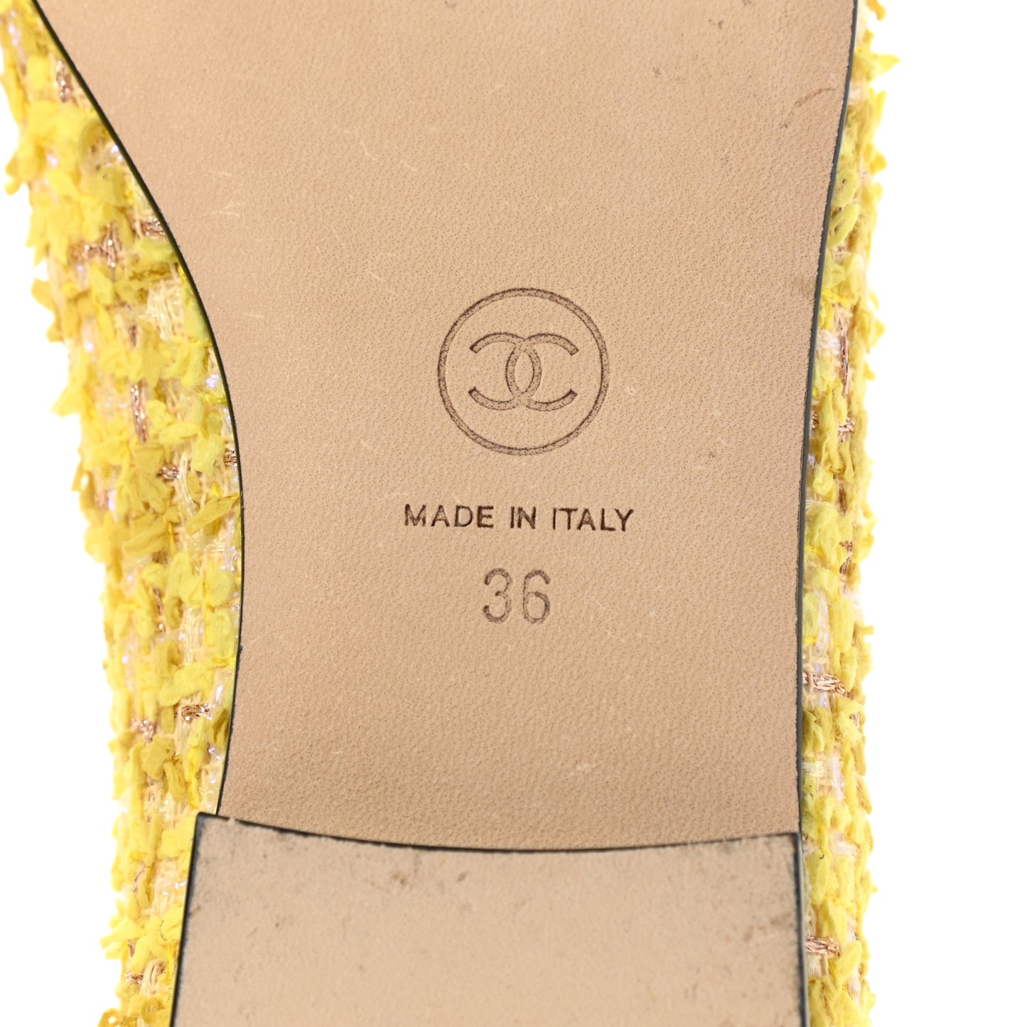Tweed Grosgrain Cap Toe Ballerina Flats 36 Yellow Black