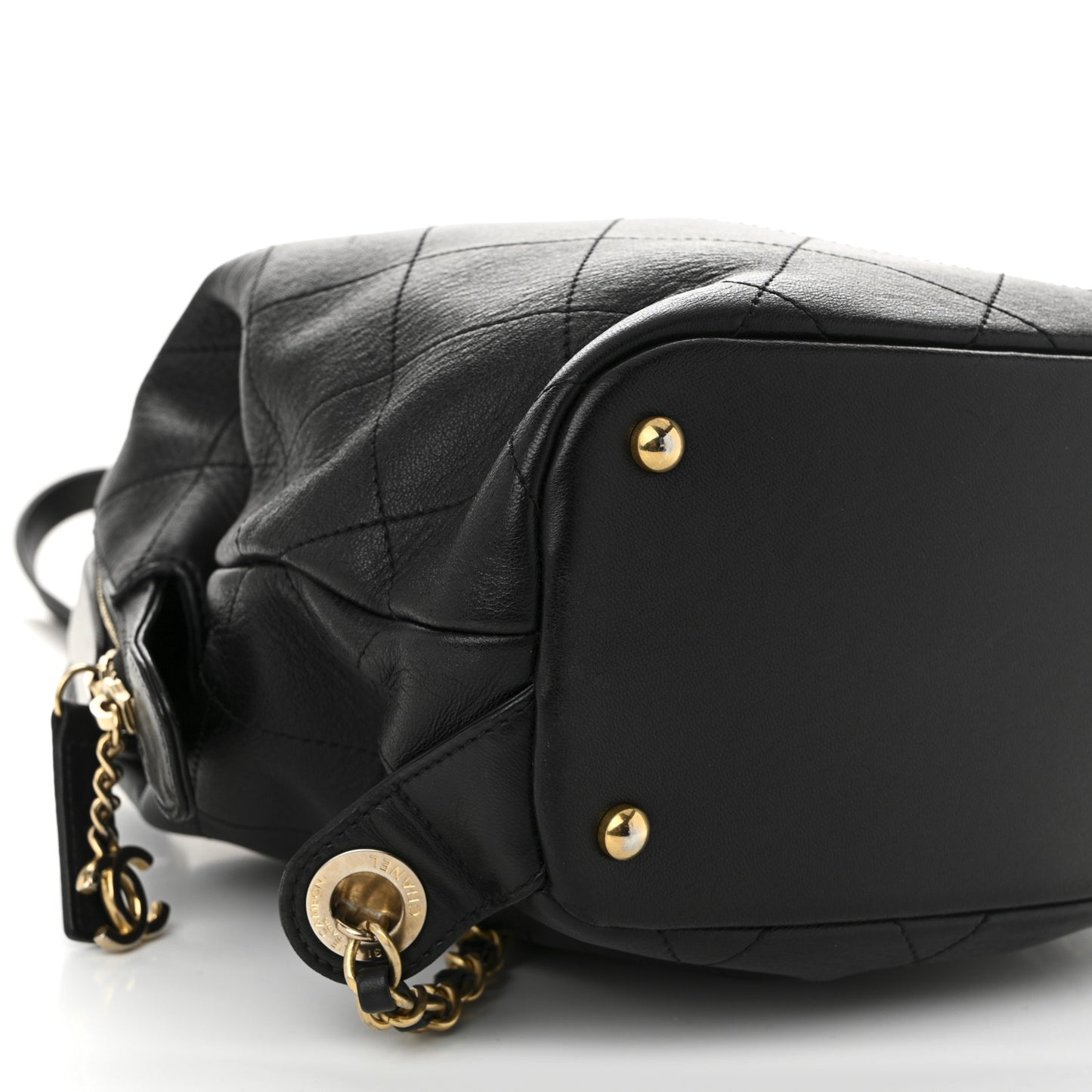 Calfskin Stitched Frame Backpack Black