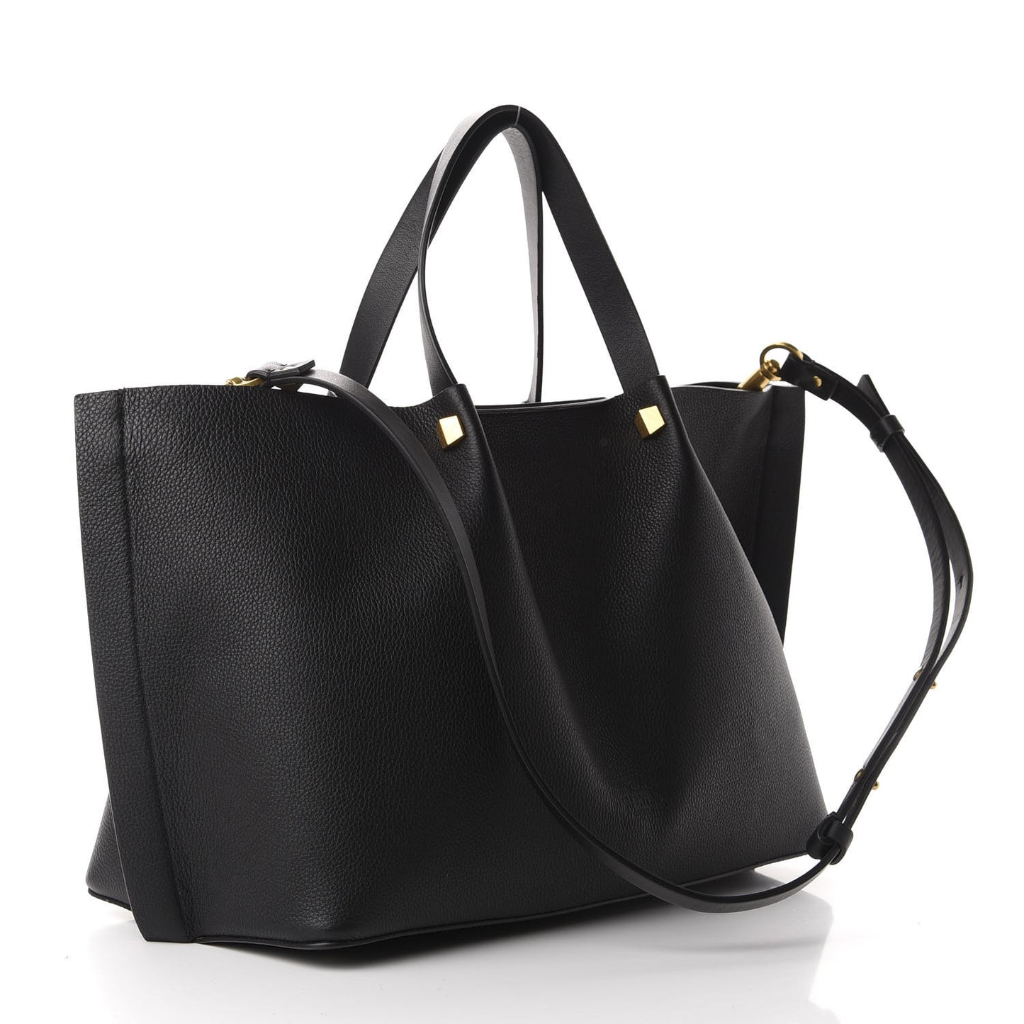 Grainy Calfskin Medium VLogo Escape Shopper Black
