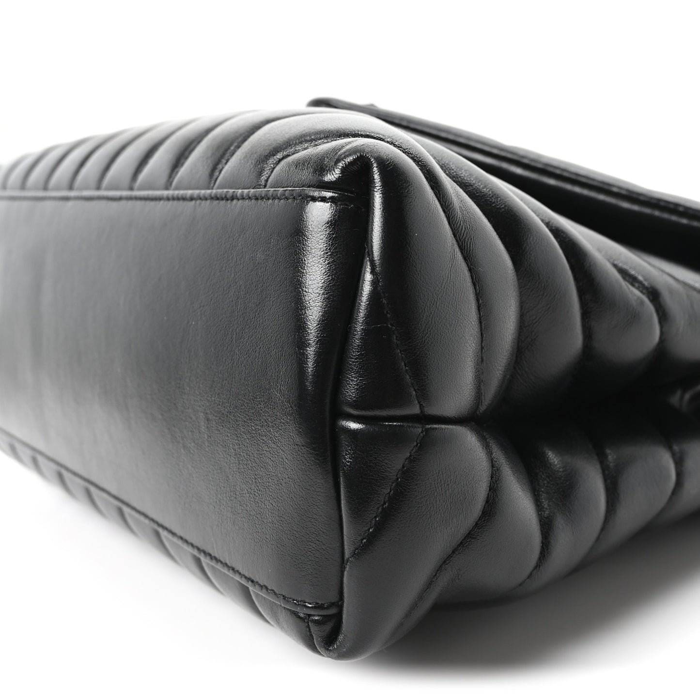 Calfskin Y Quilted Monogram Monochrome Medium Loulou Chain Satchel Black