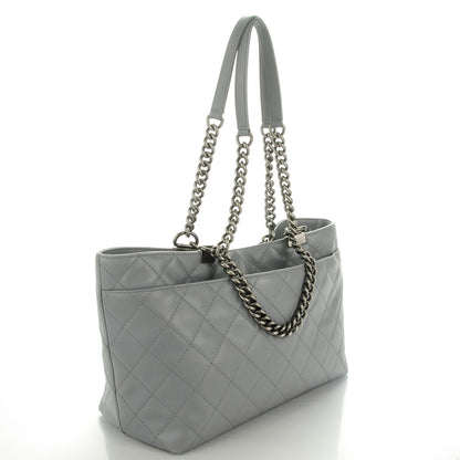 Chanel Calfskin Quilted Small Shopping In Chains Tote Light Grey 3 of 8