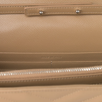 Saint Laurent Grain De Poudre Matelasse Chevron Monogram Chain Wallet Deep Beige 7 of 13