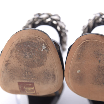 Givenchy Lambskin Ankle Chain Platform Sandals 37 Black 7 of 9