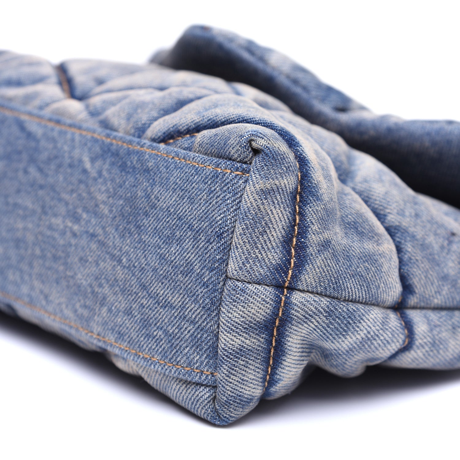 Saint Laurent Denim Quilted Toy Loulou Puffer Monogram Chain Satchel Rodeo Blue 7 of 12