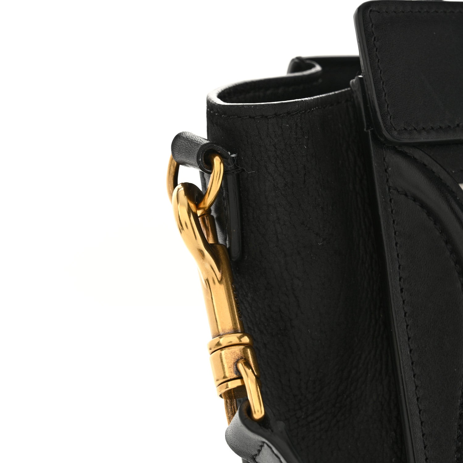 Celine Bullhide Calfskin Nubuck Bi-Color Nano Luggage Black White 12 of 13