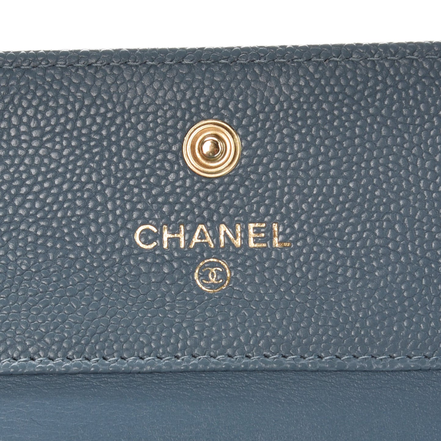 Caviar Quilted Compact Boy Wallet Blue