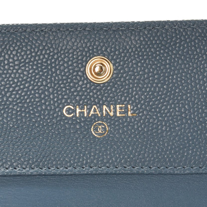 Chanel Caviar Quilted Compact Boy Wallet Blue 7 of 14