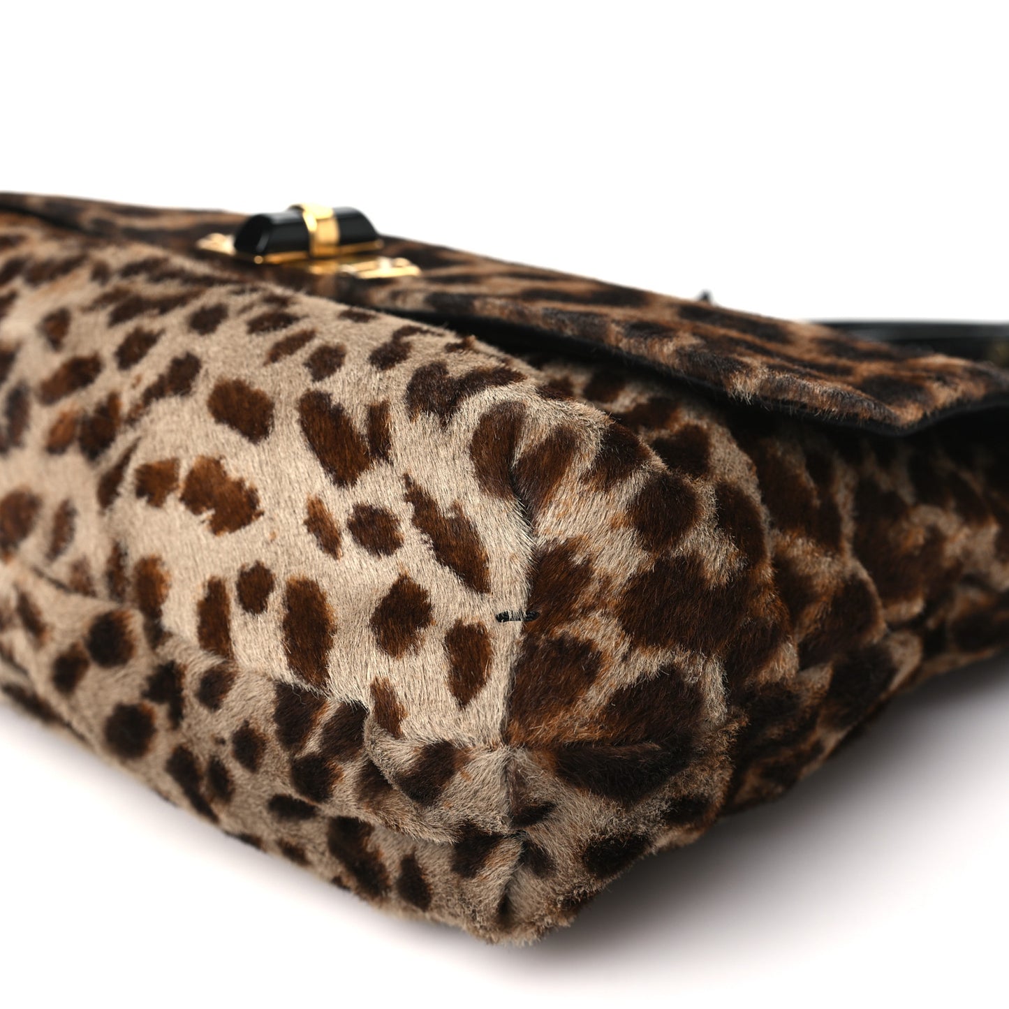 Calfskin Pony Hair Happy Square Shoulder Bag Leopard