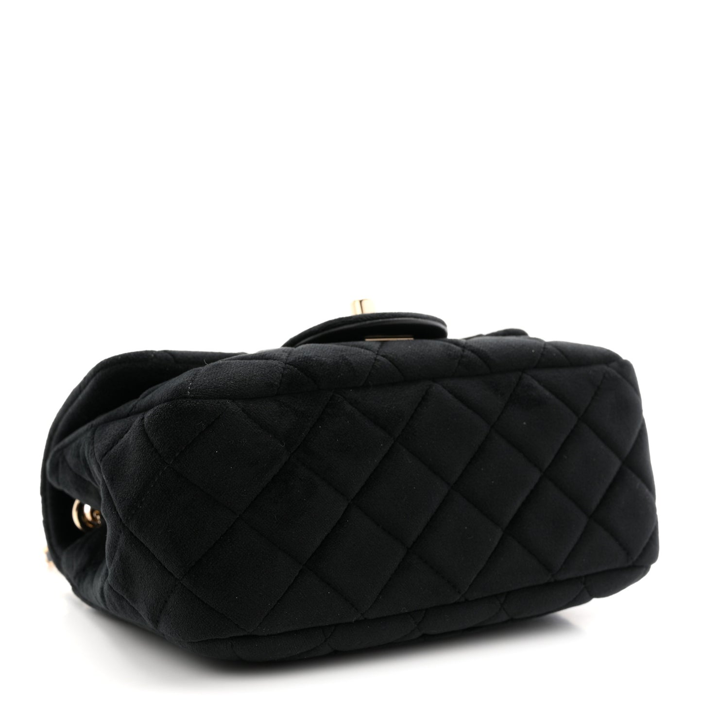 Velvet Quilted Mini Square Pearl Crush Flap Black