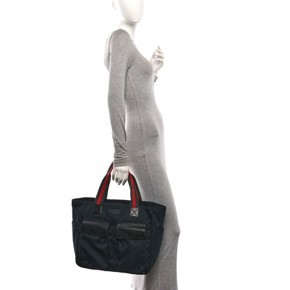 Gucci GG Monogram Medium Web Handle Double Pocket Tote Black 2 of 10